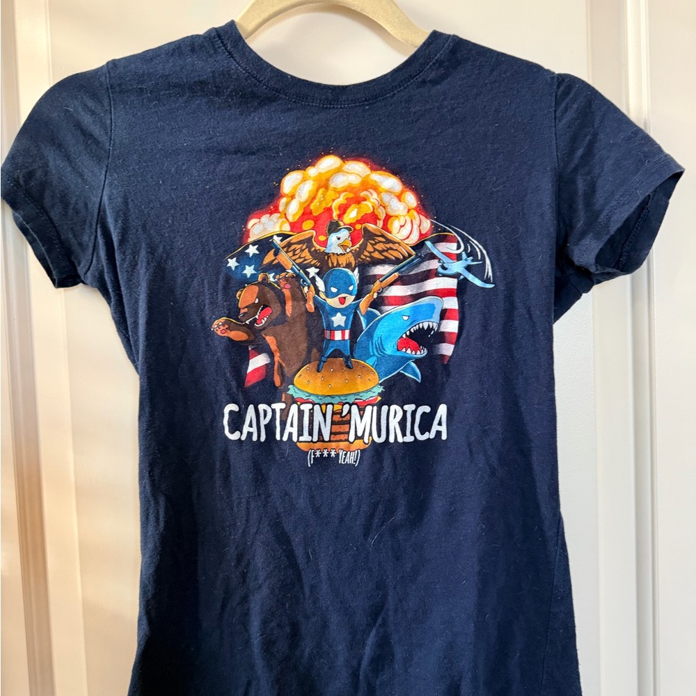 Captain Murica Navy Blue Graphic Tee